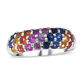 Premium Multi Sapphire Rainbow Ring in Rhodium Over Sterling Silver (Size 10.0) 2.10 ctw - Sticky add to cart bar