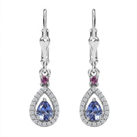 D'Joy Tanzanite and Multi Gemstone 1.00 ctw Drop Earrings in Rhodium Over Sterling Silver
