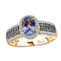 Tanzanite and Multi Gemstone 1.50 ctw Ring in 18K Vermeil Yellow Gold Over Sterling Silver