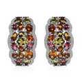 Multi-Tourmaline and White Zircon 10.85 ctw Hoop Earrings in Rhodium Over Sterling Silver - Sticky add to cart bar