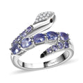 Tanzanite, Multi Gemstone Snake Ring in Rhodium Over Sterling Silver (Size 10.0) 1.30 ctw - Sticky add to cart bar