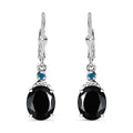 Thai Black Spinel and Malgache Neon Apatite 9.15 ctw Lever Back Earrings in Rhodium Over Sterling Silver - Sticky add to cart bar