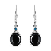 Thai Black Spinel and Malgache Neon Apatite 9.15 ctw Lever Back Earrings in Rhodium Over Sterling Silver