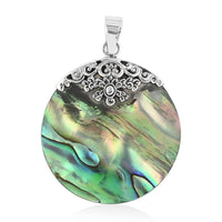 Abalone Shell Round Pendant in Sterling Silver