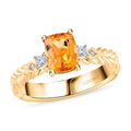 Certified & Appraised 10K Yellow Gold AAA Imperial Topaz, Diamond (G-H, I2) Ring (Size 10.0) 2.00 ctw - Sticky add to cart bar