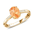 Certified & Appraised Luxoro 10K Yellow Gold AAA Imperial Topaz, Diamond (G-H, I2) Ring (Size 8.0) 2.15 ctw - Sticky add to cart bar