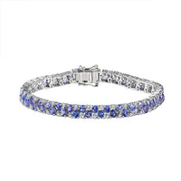 Tanzanite and White Zircon 11.75 ctw Bracelet in Rhodium Over Sterling Silver (7.25 In)