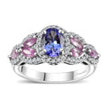 Tanzanite, Multi Gemstone Ring in Rhodium Over Sterling Silver (Size 10.0) 1.85 ctw - Sticky add to cart bar