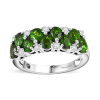 Tanzanite and White Zircon 1.50 ctw Ring in Rhodium Over Sterling Silver (Size 10.0)