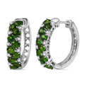 Tanzanite and White Zircon 3.25 ctw Hoop Earrings in Rhodium Over Sterling Silver - Sticky add to cart bar
