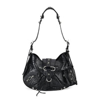 Italy Retro Noble Collection Black Genuine Leather Crossbody Bag (14"x3.9"x9") with Shoulder Strap