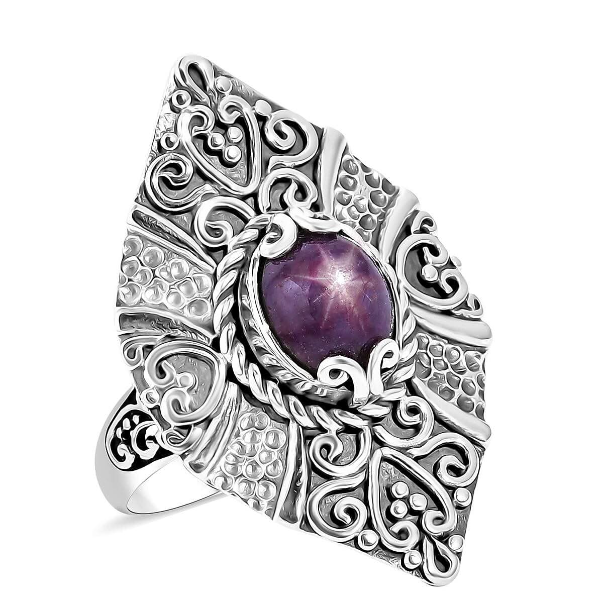 Bali Legacy Indian Star Ruby Ring in Sterling Silver (Size 10.0) 3.50 ctw