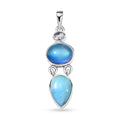 D'Joy Artisan Crafted Larimar and Multi Gemstone 6.75 ctw Pendant without Chain in Sterling Silver - Sticky add to cart bar