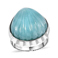 Artisan Crafted Larimar Shell Ring in Sterling Silver (Size 10.0) 16.60 ctw