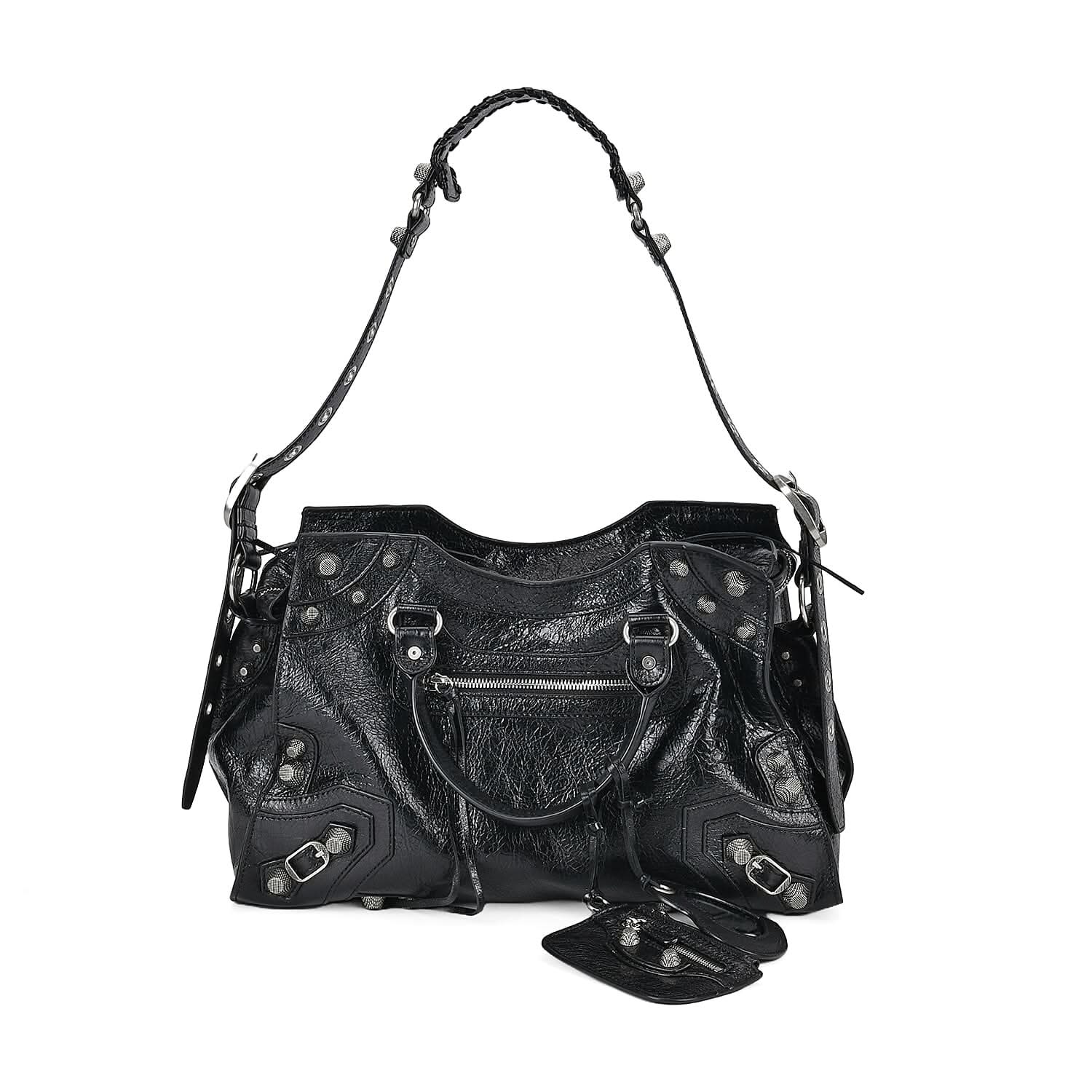 Italy Retro Noble Collection Black Genuine Leather Crossbody Bag (14.5"x6.7"x10.2") with Shoulder Strap