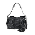 Italy Retro Noble Collection Black Genuine Leather Crossbody Bag (14.5"x6.7"x10.2") with Shoulder Strap - Sticky add to cart bar