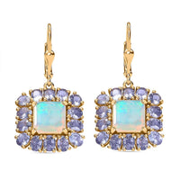 TLV Premium Ethiopian Welo Opal, Tanzanite  Earrings in 18K Vermeil YG Over Sterling Silver 8.00 ctw