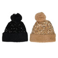 Set of 2 Winter Sequin Knitted Hat - Black and Golden - Sticky add to cart bar