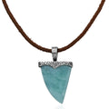 D'Joy Artisan Crafted Larimar 26.35 ctw Shark Tooth Necklace in Black Oxidized Sterling Silver 20 Inches - Sticky add to cart bar