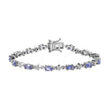Tanzanite, White Zircon Bracelet in Rhodium Over Sterling Silver (7.25 In) 3.85 ctw - Sticky add to cart bar
