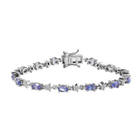 Tanzanite, White Zircon Bracelet in Rhodium Over Sterling Silver (7.25 In) 3.85 ctw