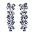 Tanzanite and White Zircon 3.85 ctw Butterfly and Blooming Flower Earrings in Rhodium Over Sterling Silver - Sticky add to cart bar