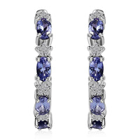 D'Joy Tanzanite and White Zircon 2.00 ctw Celestial Earrings in Rhodium Over Sterling Silver