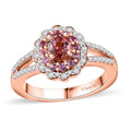 Premium Blush Tourmaline and Multi Gemstone 0.90 ctw Floral Ring in 18K Vermeil Rose Gold Over Sterling Silver - Sticky add to cart bar