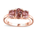 Premium Blush Tourmaline 1.35 ctw 3 Stone Ring in 18K Vermeil Rose Gold Over Sterling Silver - Sticky add to cart bar