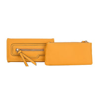 2-in-1 Yellow Faux Leather Crossbody Bag (7.5"x1.4"x4.1") with Shoulder Strap (51")