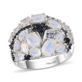 Moon Glow Moonstone, Multi Gemstone Ring in Rhodium Over Sterling Silver (Size 7.0) 4.20 ctw - Sticky add to cart bar