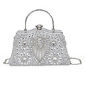 Green Peacock Pattern Crystal Clutch Bag (9.6"x4.3"x5.3") with Shoulder Chain Strap - Sticky add to cart bar