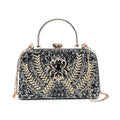 Black 3D Leaves Crystal Clutch Bag (9"x5.3"x6.3") with Shoulder Strap - Sticky add to cart bar