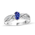AAA Tanzanite, White Zircon Ring in Rhodium Over Sterling Silver (Size 10.0) 0.60 ctw - Sticky add to cart bar