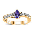 Tanzanite, White Zircon Ring in 18K Vermeil YG Over Sterling Silver (Size 10.0) 0.50 ctw - Sticky add to cart bar