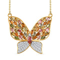 GP Trionfo Collection Multi-Tourmaline and White Zircon 4.70 ctw Butterfly Necklace in 18K Vermeil Yellow Gold Over Sterling Silver 18-20 Inches - Sticky add to cart bar