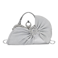 Silver Fashionable Crystal Clutch Bag with Bow (10"x2.75"x.7")