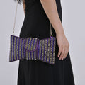 Purple Fashionable Bow-shaped Crystal Clutch Bag (10.6"x5.9") with Shoulder Chain Strap - Sticky add to cart bar