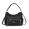 Black Multi-Pocket Faux Leather Crossbody Bag (12.6"x5"x11") with Shoulder Strap (47.2") - Sticky add to cart bar