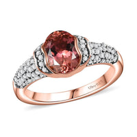 Premium Blush Tourmaline, Moissanite Ring in 18K Vermeil RG Over Sterling Silver (Size 10.0) 1.75 ctw