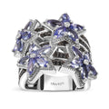 Tanzanite and Thai Black Spinel 3.00 ctw Stars Ring in Rhodium Over Sterling Silver - Sticky add to cart bar