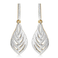 Karis White Diamond Accent Dangling Earrings in Platinum Bond and 18K YG Plated