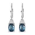Kashmir kyanite and White Zircon 3.00 ctw Lever Back Earrings in Rhodium Over Sterling Silver - Sticky add to cart bar