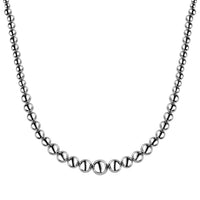Artisan Crafted Graduated Beaded Necklace in Platinum Over Sterling Silver 17.85 Grams 20 Inches