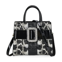 Black Leopard Embossed Pattern Faux Leather Crossbody Bag (11"x5.1"x9.5") with 51 Inch Shoulder Strap