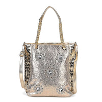Gold Fashionable Spacious Crystal Tote Bag (10.4"x4.9"x12.6")