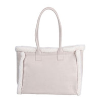 Beige Faux Fur Plush Tote Bag (16.5"x7.9"x14.6")