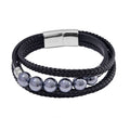 Terahertz Beaded and Leather Cord Men's Bracelet 50.00 ctw - Sticky add to cart bar