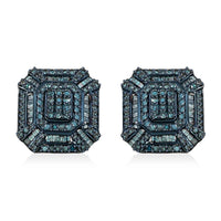 Blue Diamond (IR) Earrings in Platinum Over Sterling Silver 1.50 ctw