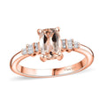 Premium Marropino Morganite, Diamond Ballerina Ring in 18K Vermeil RG Over Sterling Silver (Size 10.0) 0.90 ctw - Sticky add to cart bar